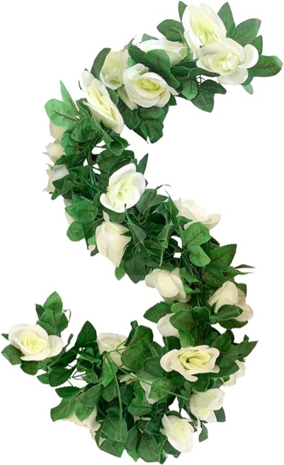 MUYG 2 Pack Artificial Rose Vine Garland Fake Roses Flowers Plants Vines Hanging Floral Leaves Decor