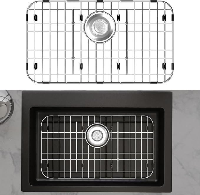 KIKIBRO Sink Protectors for Kitchen Sink, Sink Grate Grid for Bottom of Sink, Metal Sink Rack, Botto