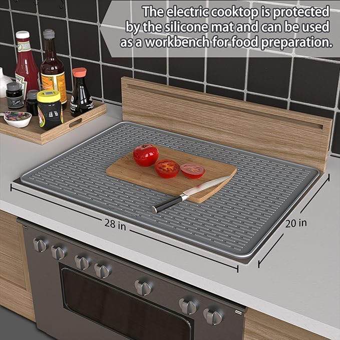 Silicone Stove Top Cover for Electric Stove 28''x20'', Extra Large Dish Drying Mat, 28 x 20 Trivet M