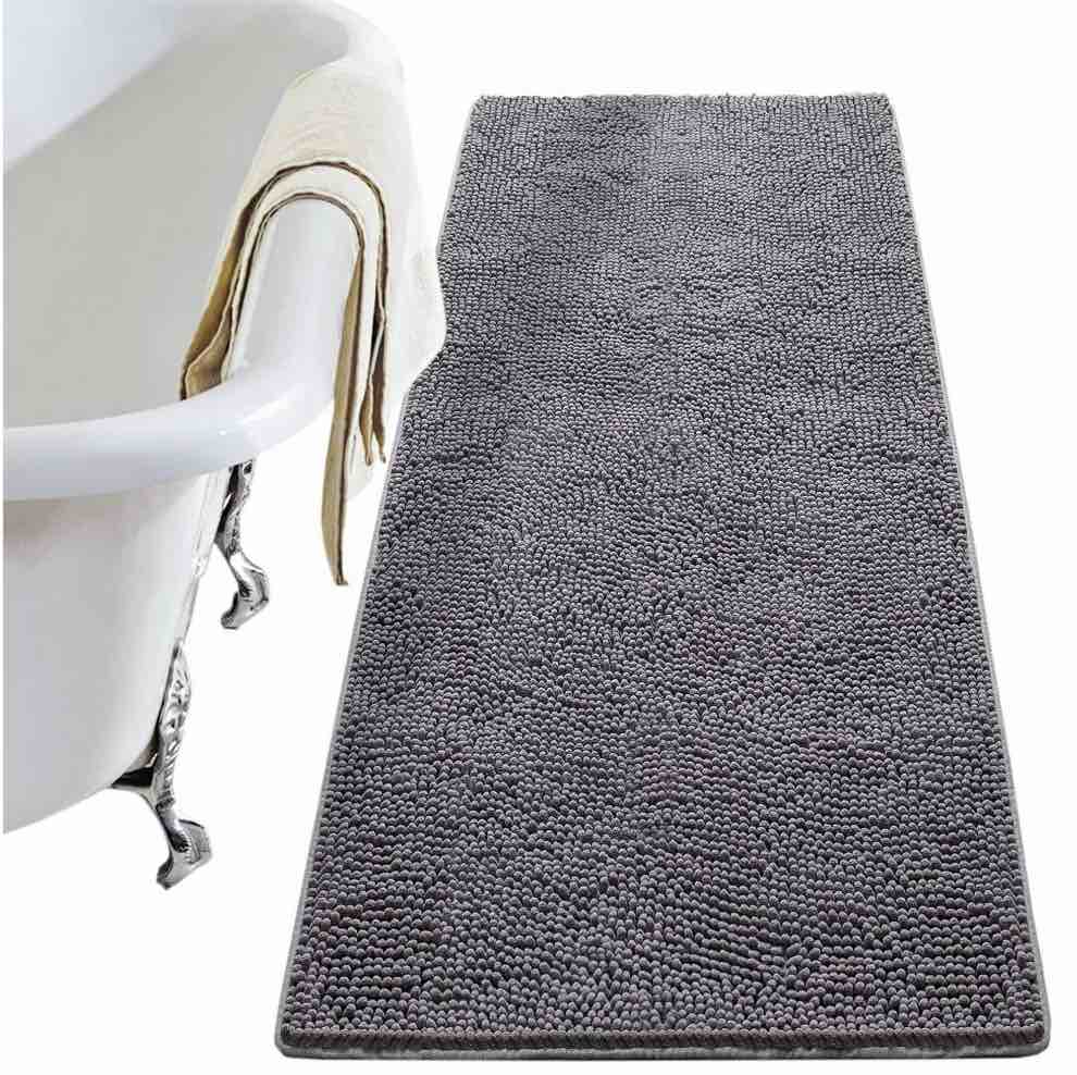 Softlife Luxury Soft Bathroom Non-Slip Rug Shaggy Bath Mat,20"x32",Gray