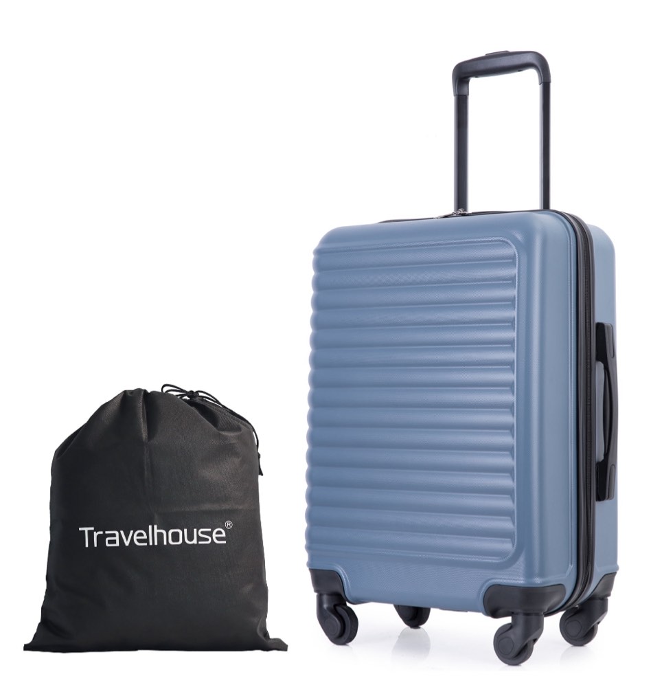 Travelhouse Hardshell Carry on Luggage 20" Lightweight Hardside Suitcase with Spinner Wheels.(Blue)