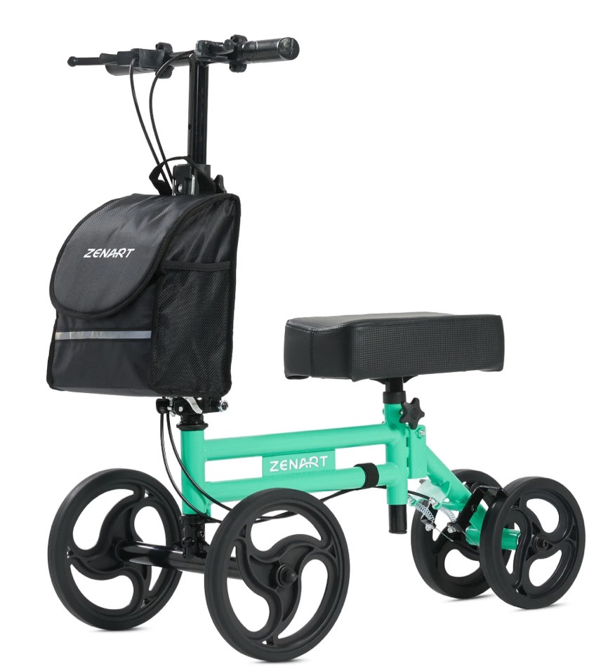 ZENART Steerable Knee Scooter Foldable Walker for Foot Surgery Adult Crutch Alternative, Green