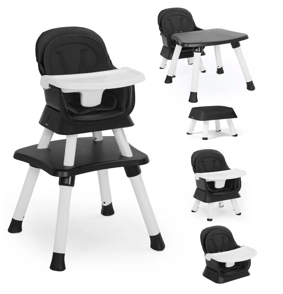 AILEEKISS 8 in 1 Baby High Chair, Toddler Dining Booster Seat for Eating, Black