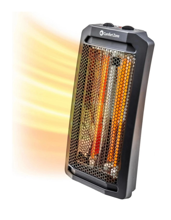 1500-Watt Black 4 Element Electric Halogen Tower Space Heater with Adjustable Thermostat