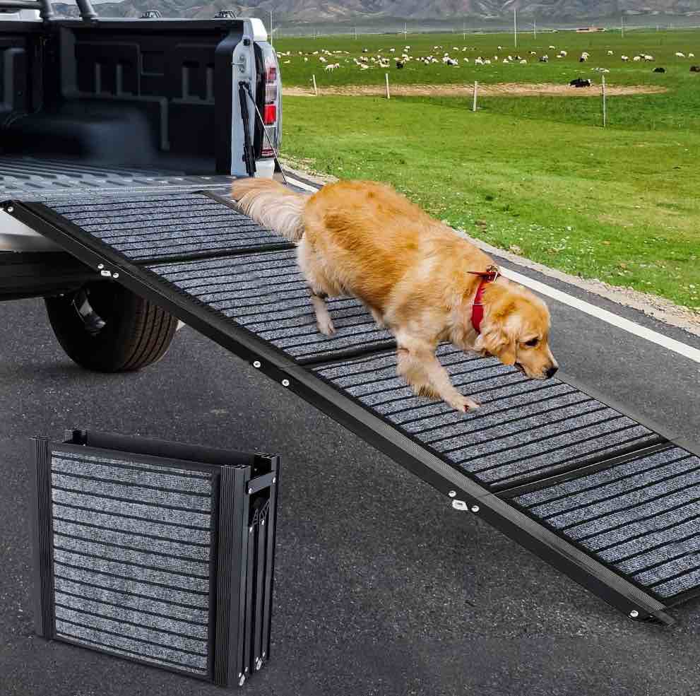 71" Foldable Dog Ramps Large Dogs, Dog Car Ramp with Non-Slip Rug Surface, Pet Ramp Stairs Portable,Dog Steps for Medium & Large Dogs Up to 220 LBS Get Into a Car, SUV & Truck