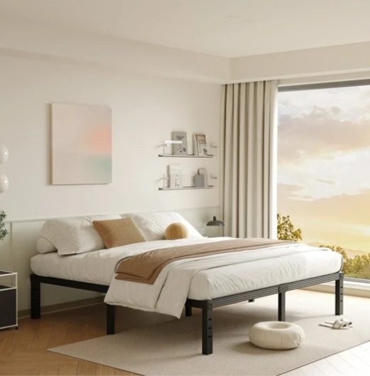 FSCHOS 14 Inch King Size Bed Frame, Heavy Duty Metal Platform, No Box Spring Needed, Easy Assembly, Black