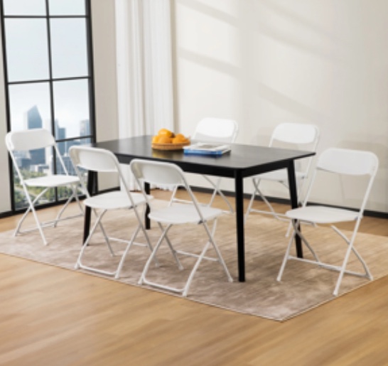 CONCETTA Plastic Folding Chair Set of 6, 330LB Load Capacity Lightweight for Indoor/Outdoor, White