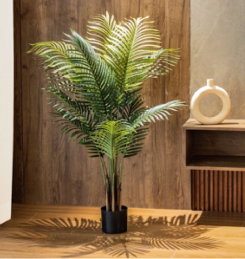 HiPlants 4ft Artificial Palm Plants, 4ft Fake Palm Tree, Pre Potted Faux Greenry Tree for Home Decor Office House Living Room Indoor Outdoor, Big Fake Plants Fake House Plants