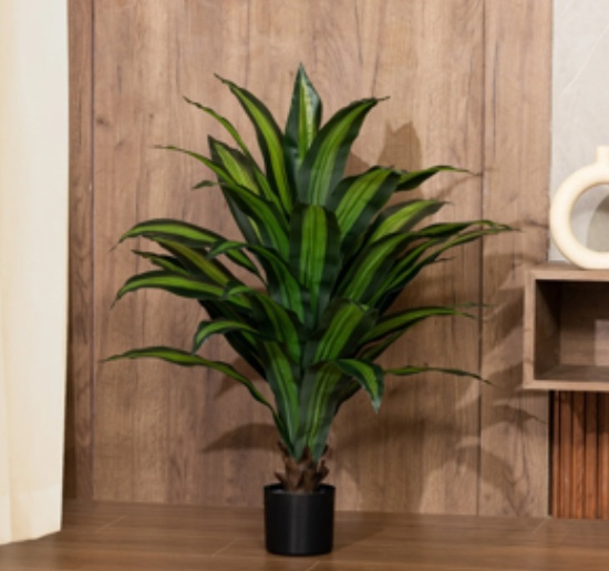 HiPlants 40in Artificial Dracaena Plants, 3ft Fake Plastic Tree, Pre Potted Faux Greenry Tree for Home Decor Office Living Room Indoor, Big Fake Plants Fake House Plants