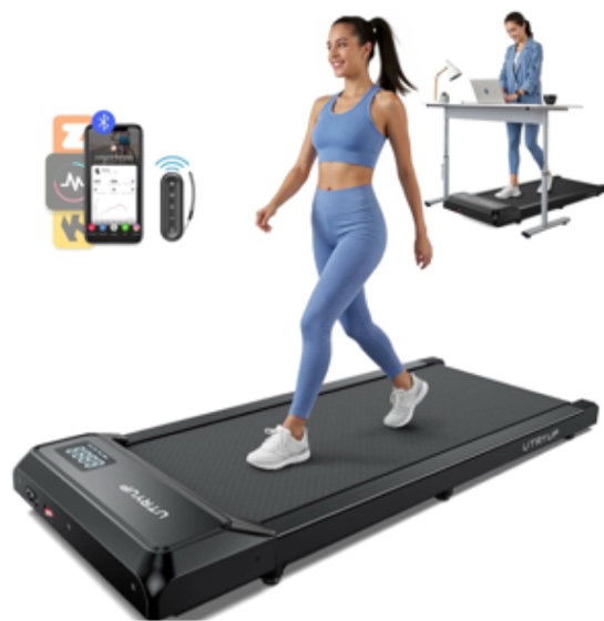 2.5 HP Walking Pad, Under Desk Exercise Treadmill with APP, Remote Control, LED Display, 1.0-4.0 MPH, Black