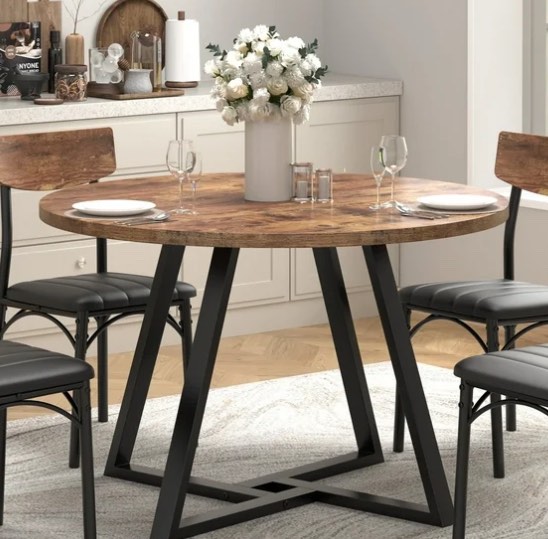 Anyact 42 Inch Rustic Round Dining Table, Circle Dining Table for Dining Room, Home(Only Table)