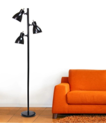 Mod Lighting and Decor 3-Light Tree Floor Lamp with Rotating Shade - 63.5" - Black