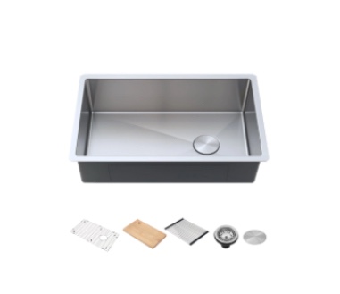 CopooLife Workstation 32-inch Undermount 16 Gauge Stainless Steel Kitchen Sink, Single Bowl Kitchen Sink with Accessories
