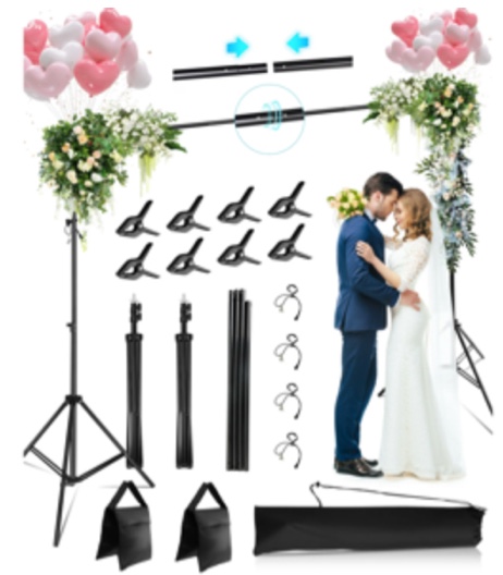 RELOIVE Backdrop Stand,10x7ft(WxH) Photo Studio Adjustable Background Stand Support kit with 8 Clamps, 2 Sandbags,4 String Clips,and Carry Bag for Parties, Events Decoration, Wedding, Photography