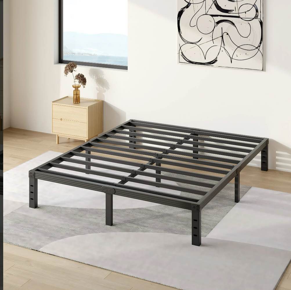 COMASACH 12 inch Full Bed Frame, Easy Assembly, Heavy Duty Metal Platform, Noise Free, Black