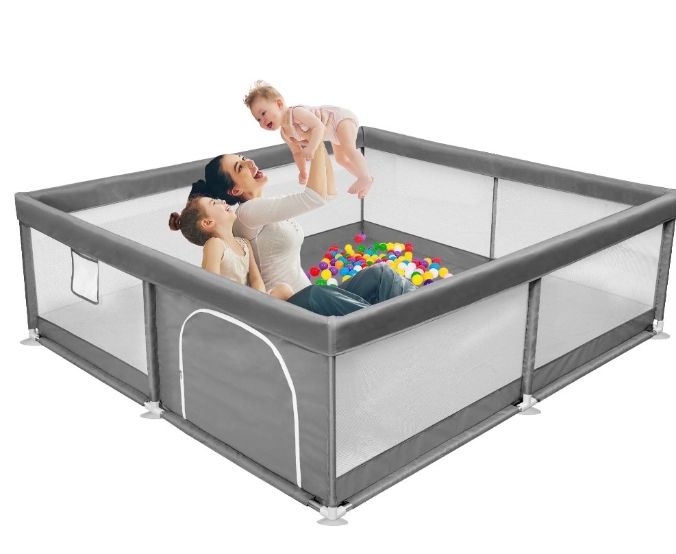 Babyeap Baby Playpen Large Play Yard Fence for Toddlers, 50"x50" Dark Gray