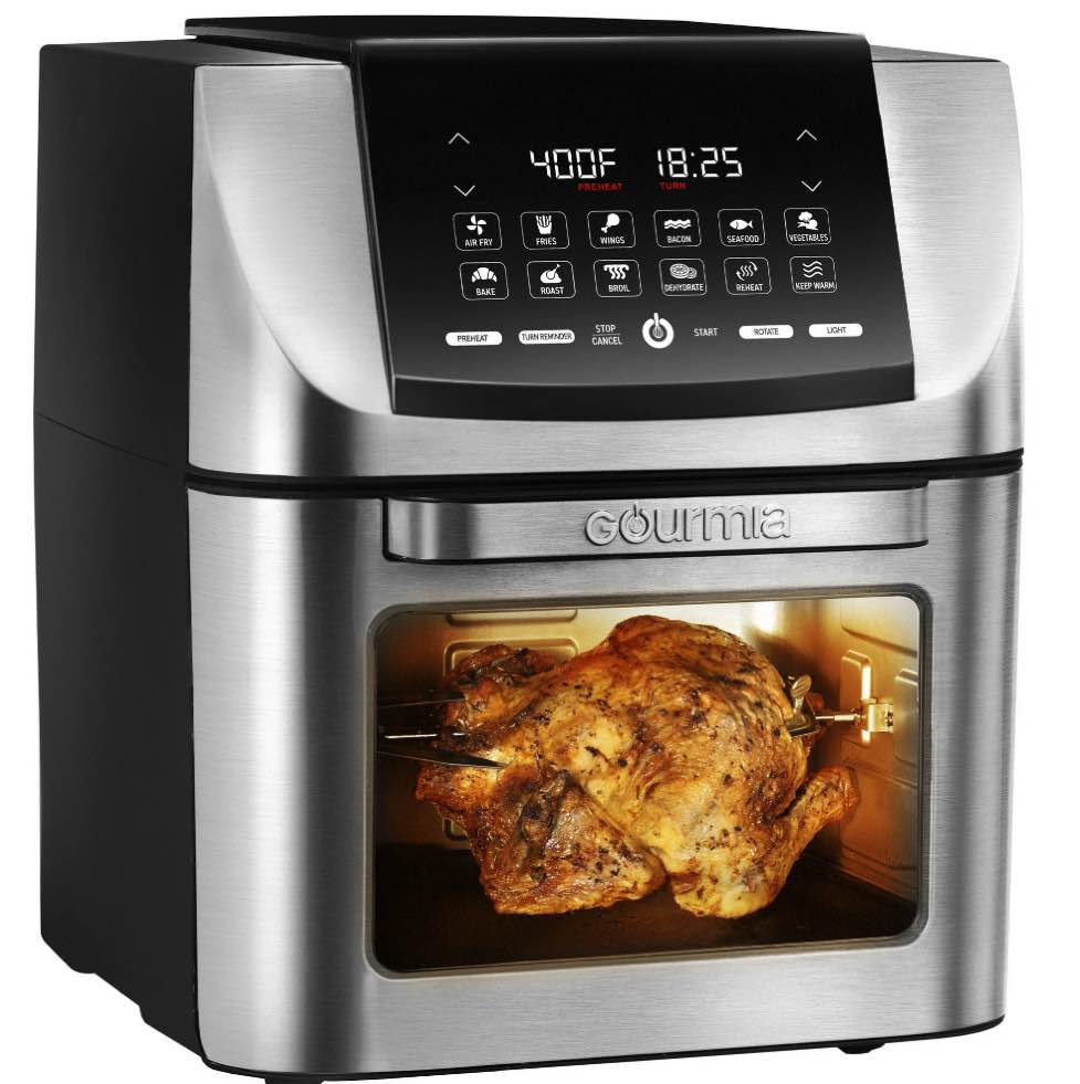 Gourmia All-in-One 14 QT Air Fryer, Oven, Rotisserie, Dehydrator with 12 Cooking Functions