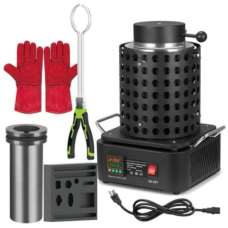 2000W Smelting Furnace Kit 1200°C/2192°F Automatic Electronic Metal Furnace with 3KG Graphite Crucible and Ingot Mold for Melting Gold Silver Co