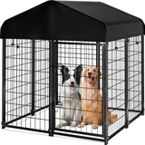 Dog Kennel, DOMIPET Large Dog Kennel for Outdoor, 4ft x 4.2ft x 4.5ft Heavy Duty Pet Crate with Oxford Cloth Roof