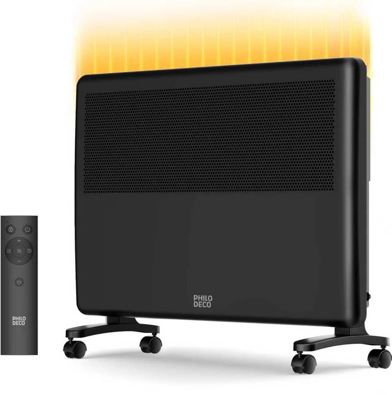 Philodeco Convection Panel Heater, 1500W Portable and Wall Mounted, Silent and Draught-Free with Intelligent Thermostat, 24 Timer, Remote Control, Child Lock