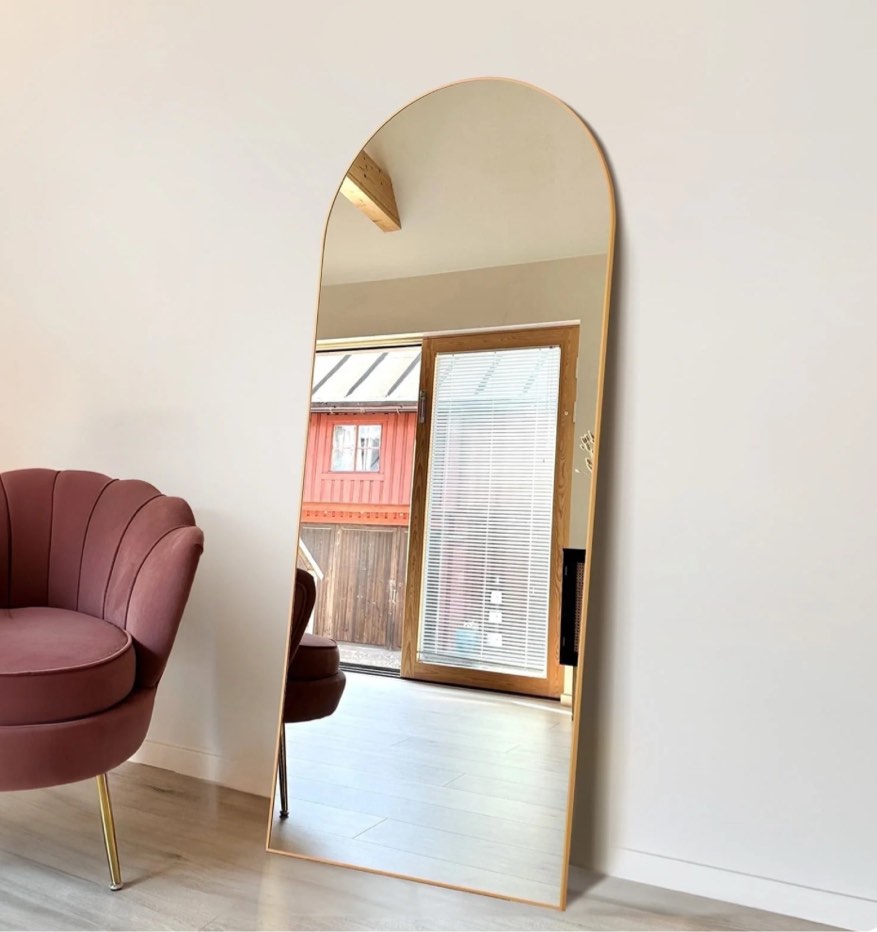 CONCETTA 71"x26" Arched Full Length Mirror, Full Body Standing Mirror Floor Mirrors, Gold