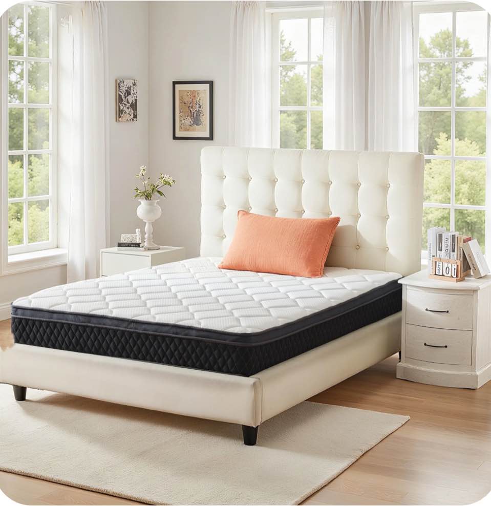 EDX 10 Inch Queen Mattress with Individually Pocketed Springs, Memory Foam Hybrid Mattress in a Box for Isolate Motion, CertiPUR-US Certified