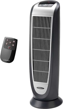 Lasko Portable Electric 1500 Watt Room Oscillating Ceramic Tower Space Heater with Remote, Adjustable Thermostat, Digital Controls, and Timer, Black