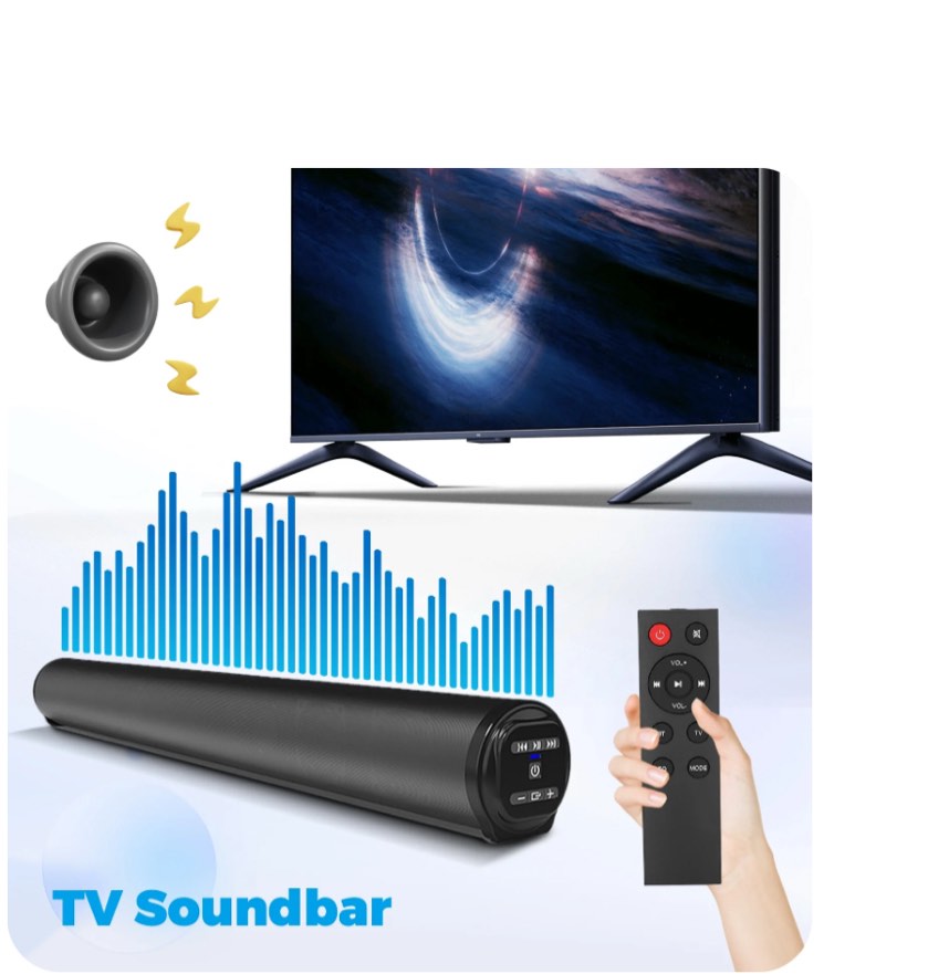 Sound Bar for TV Bluetooth 5.0 Surround Sound Speaker with Built-in Subwoofers & Remote, Home Theater Audio Sound Bar Work with Traditional or Smart TV, Computer