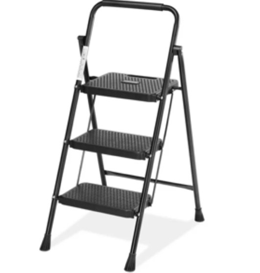 CONCETTA 3 Step Ladder, Folding Step Stool with Anti-Slip Pedal, Lightweight Portable Ladder for Home, Workplace, 800lbs Capacity