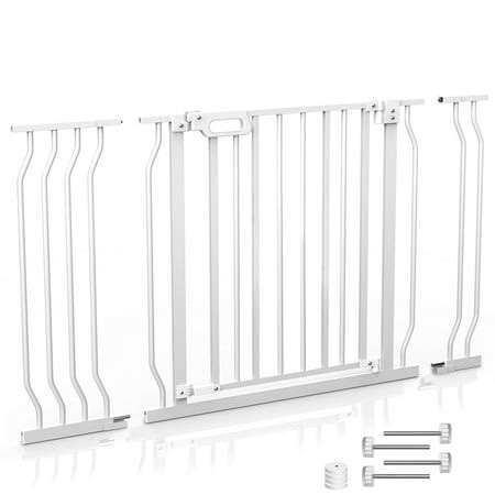 Wisairt Extra Wide Metal Baby Gate for Stairway and Hallway for Baby Toddler Age Group 6 to 24 Months(White)