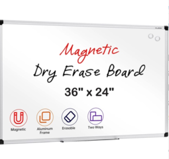 VUSIGN Magnetic Whiteboard Dry Erase Board, 36 X 24 Inches, Wall Mounted White Board with Pen Tray, Silver Aluminium Frame
