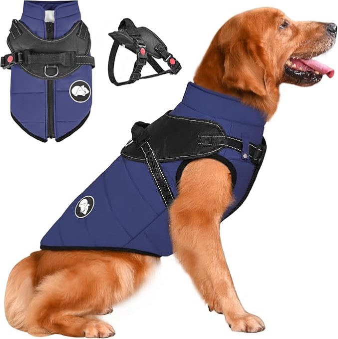 Waterproof Dog Coat with Complete Harness, Warm Dog Jacket for Small Medium Large Dogs, Dog Winter Coat for Chihuahua Teddy Labrador French Bulldog (( size 3XL))) see photos 