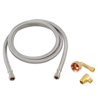 EASTMAN 5-ft Compression Inlet 5ft Compression Outlet Braided stainless steel Dishwasher connector 