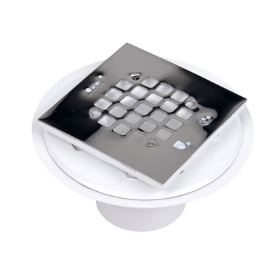 Oatey 2-in or 3-in Low Profile PVC Drain with Square Stainless Steel Strainer