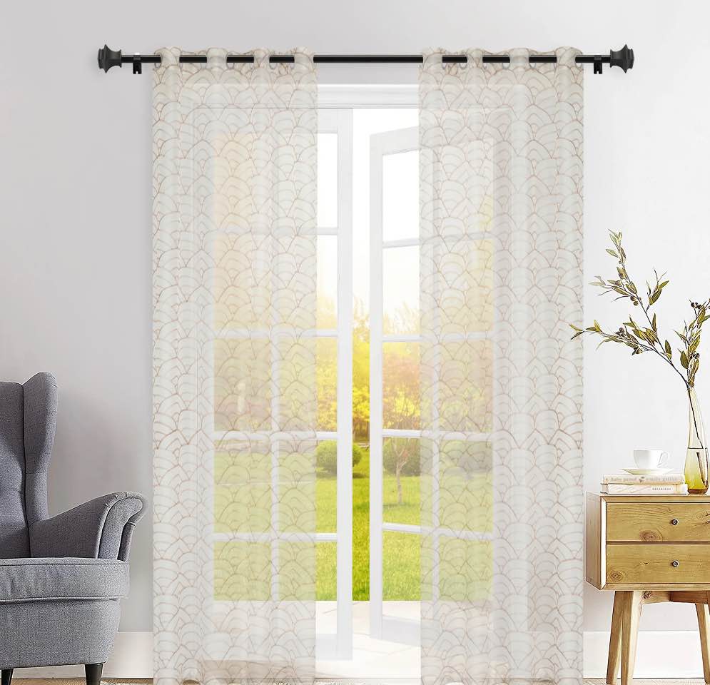 Deco Window 48 to 84 inches 2 Pack Curtain Rod for Windows with Square Finial (5/8" Diameter, Black)