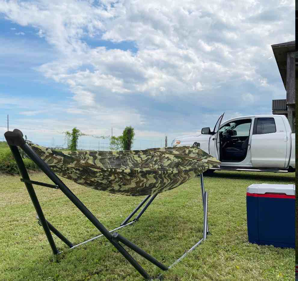 Tranquillo Uniki Folding Camping Hammock Stand, 550lbs Capacity for 2 Persons, Indoor Outdoor, Camo