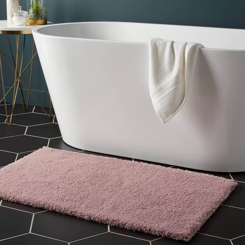 24"x40" Spa Plush Bath Rug Light pink - Threshold™: Machine Washable, Tufted Polyester, Latex Backing