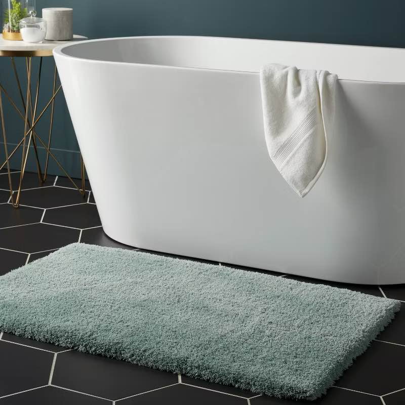 24"x40" Spa Plush Bath Rug Light Mint - Threshold™: Machine Washable, Tufted Polyester, Latex Backing