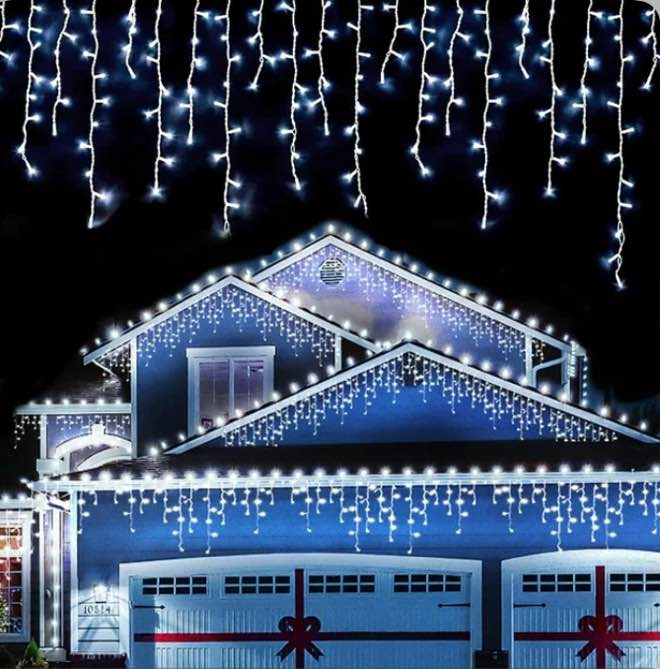 33ft 400 LED Outdoor String Lights White Fairy Lights Led Icicle Christmas Lights Plug-in for Christmas Party, Holiday, Wedding Decorations (Cool White)