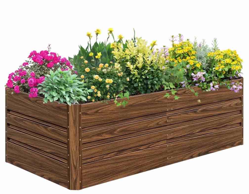 SnugNiture 6x3x2 ft Metal Raised Garden Bed Outdoor, Deep Root Galvanized Planter Box for Vegetables, Flowers