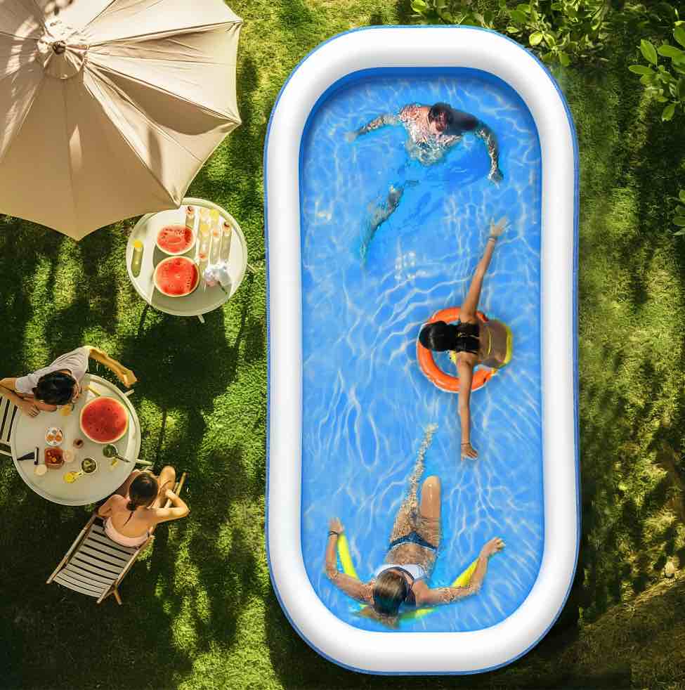 TaoTronics Inflatable Swimming Pools, 120'' x 72'' x 20'' Blow up Swimming Pools, Kiddie Pool Large Size Thickened Blow up Swimming Pools Play Center for Kids Children Family Outdoor Garden Backyard