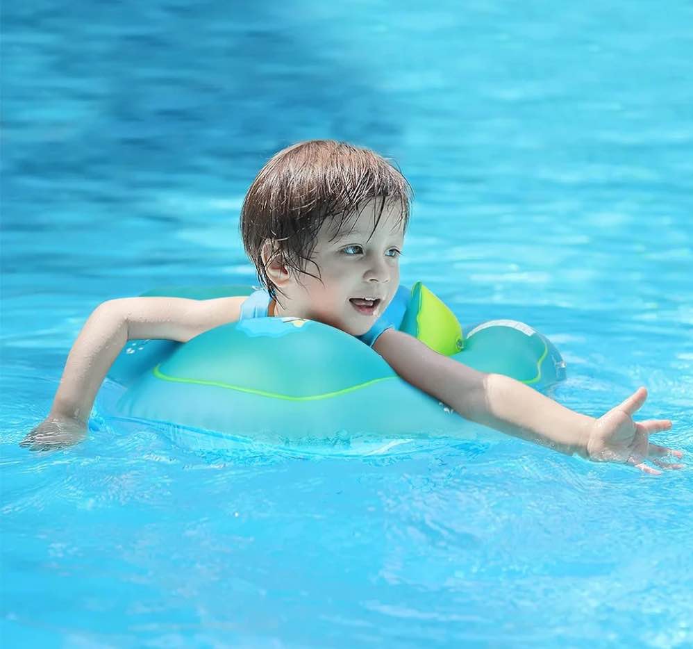 SwFoer Baby Pool Float with Canopy Baby Float Infant Swimming Pool Float Sun Protection Skin-Friendly, Blue