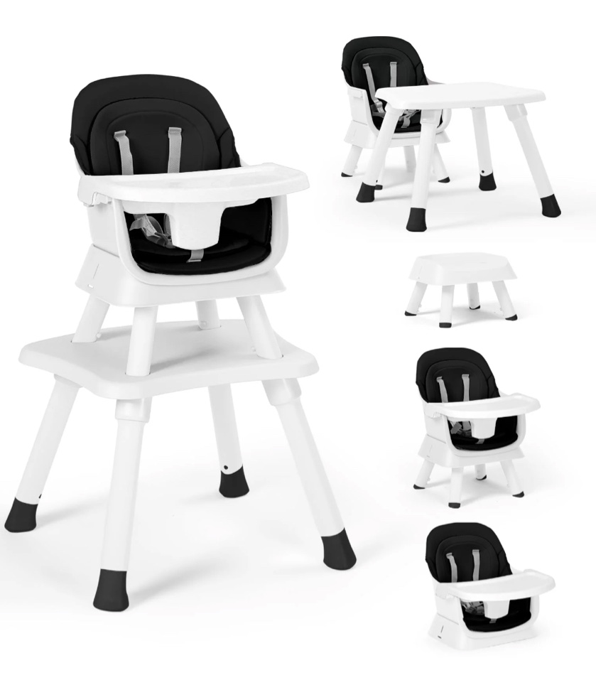 AILEEKISS 8 in 1 Baby High Chair, Toddler Dining Booster Seat for Eating, White