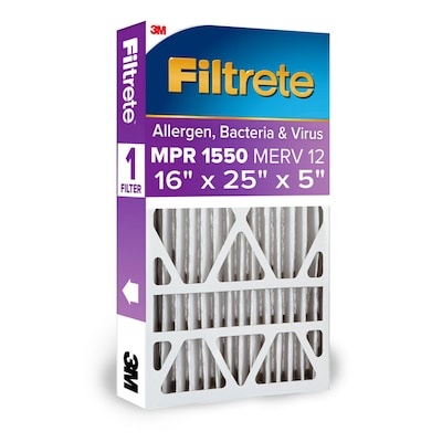Filtrete 16 x 25 x 5 MERV 12 1550 MPR Slim Allergen, Bacteria and Virus Electrostatic pleated Air Filter