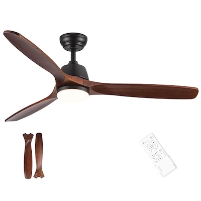 52-in Color-Changing Integrated LED Outdoor Black with Matte Blades Propeller Ceiling Fan With Light ( 3 -Blade ) 