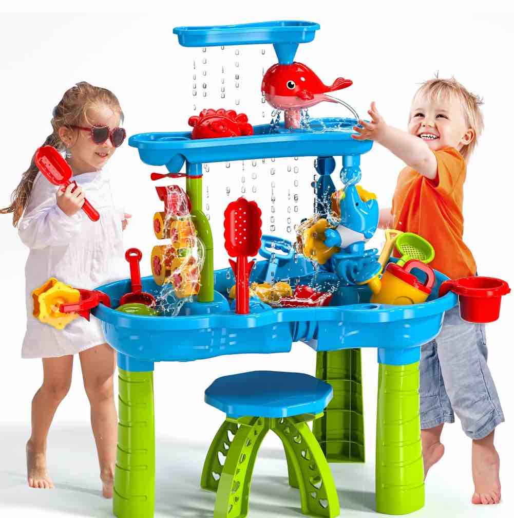 Lucky Doug 3-Tier Water Table for toddlers 1-3-5, Summer Water Play Outdoor Toys for Toddlers Girls and Boys Ages 2-6