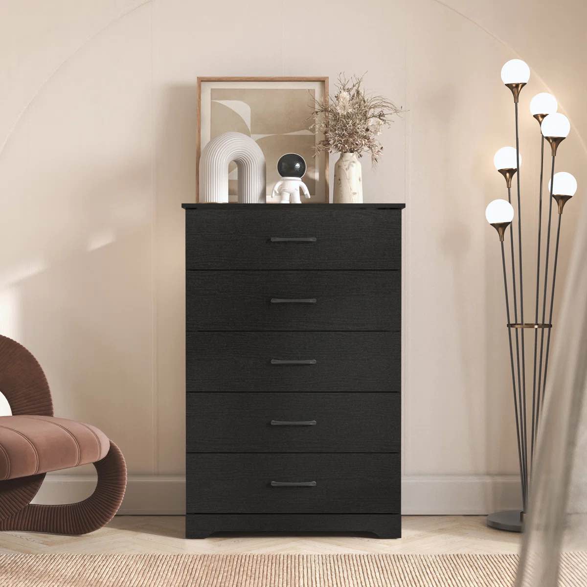 Arkia 5 Drawer 31.5" W Dresser Black 
