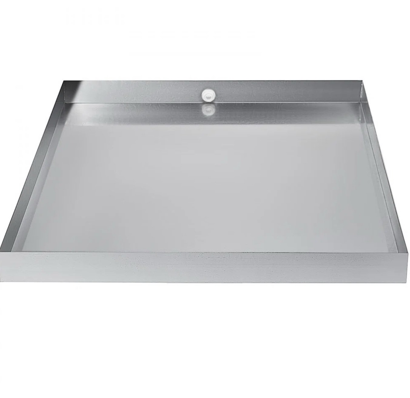 32 x 30 x 2.5 Inch Washing Machine Pan 18 GA Thickness 304 Stainless Steel Heavy Duty Compact Washer Drip Tray with Drain Hole & Hose Adapter