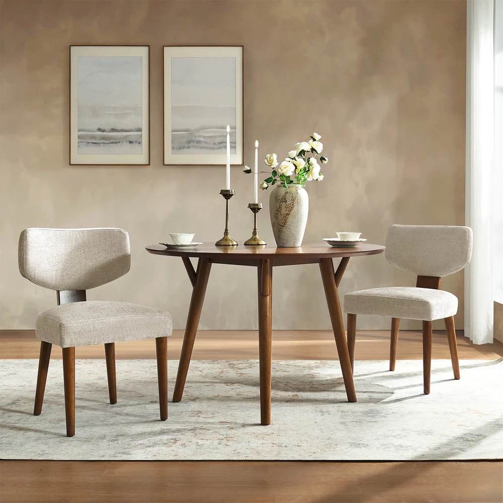 Hipolito Mid Century Modern Ergonomic Dining Chair with Solid Wood Legs by HULALA HOME