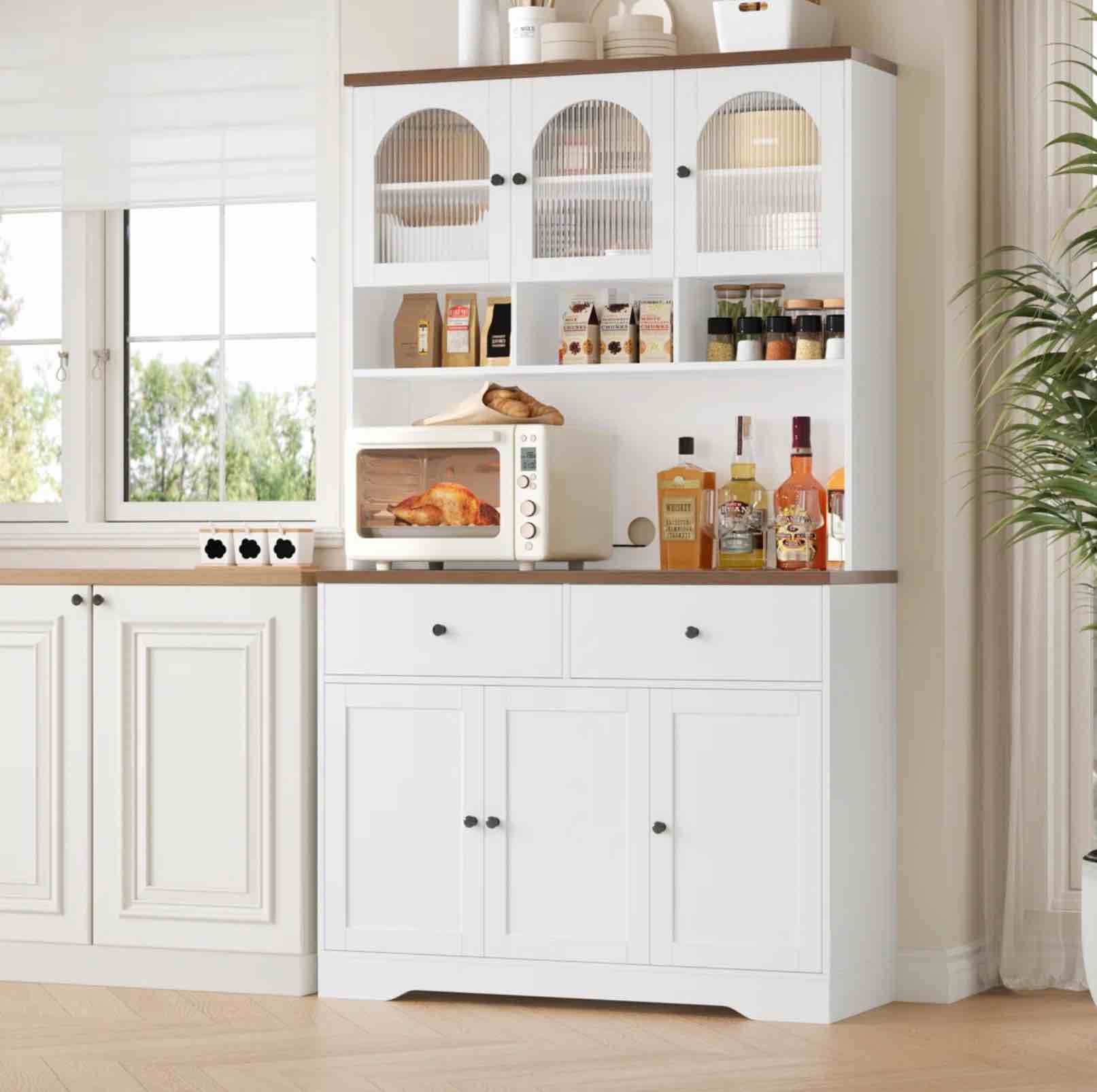 Kenilworth 70.9"H Kitchen Pantry With Microwave Shelf, Wood Storage Pantry Cabinet with Drawers